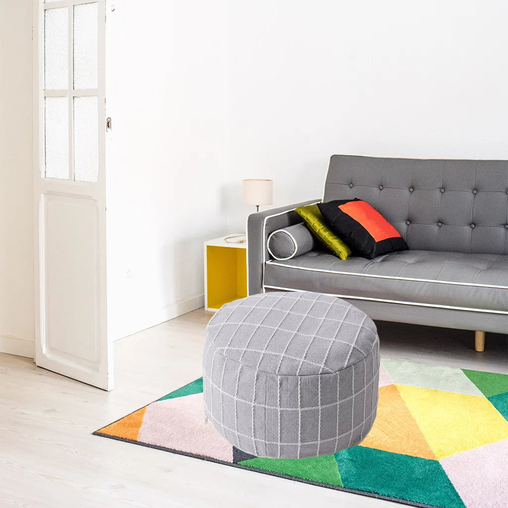 Gray Ottoman Pouffe Cover Foot Stool Cubes L815098