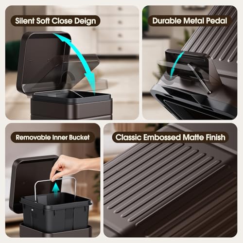Small 5L Stainless Steel Trash Can with Lid and Step Pedal R829