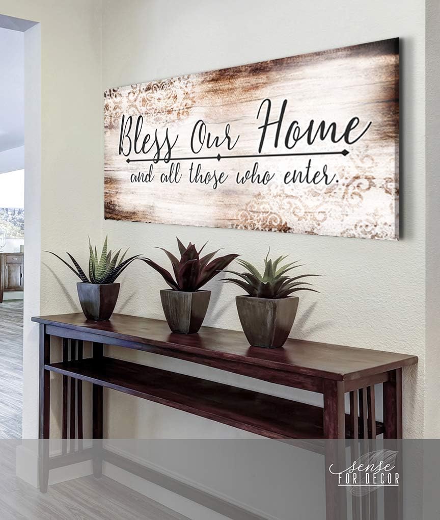 Rustic Wooden Framed Canvas Home Decor (Brown, 42x19) G810