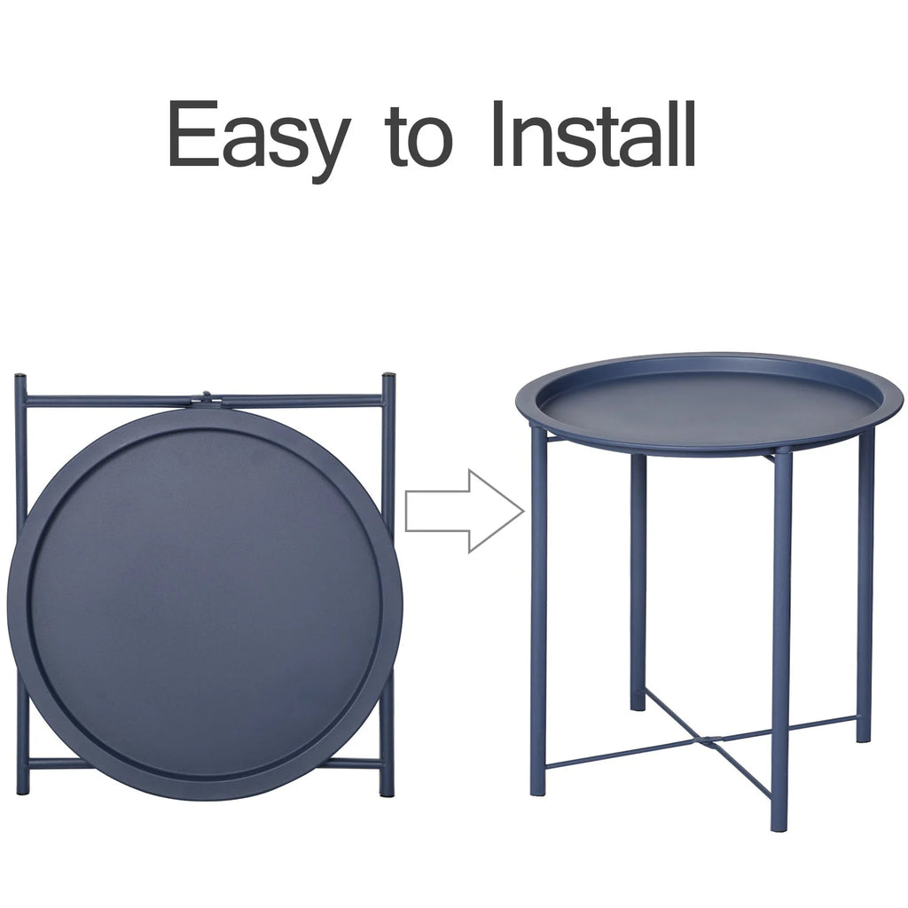 Blue Side Table with Removable Tray, Set of 2 F80566