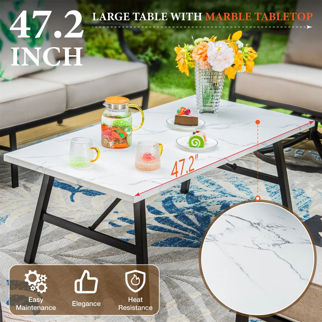 Beige 5-Seat Outdoor Patio Conversation Sofa Set Q58280