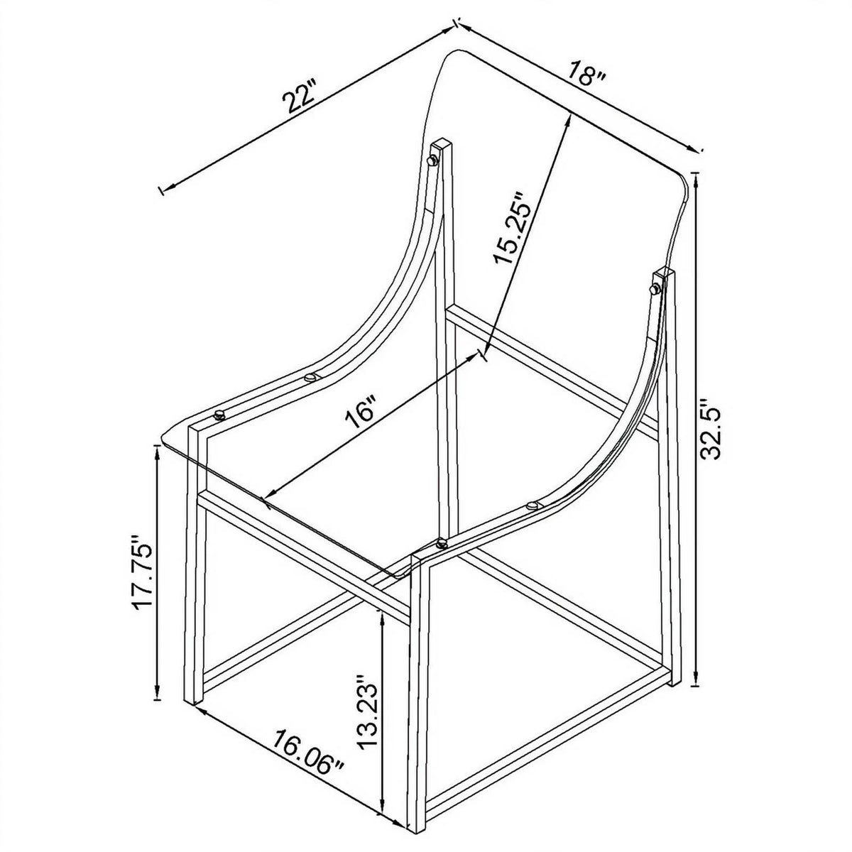 Modern Metal Acrylic Dining Side Chair L158227