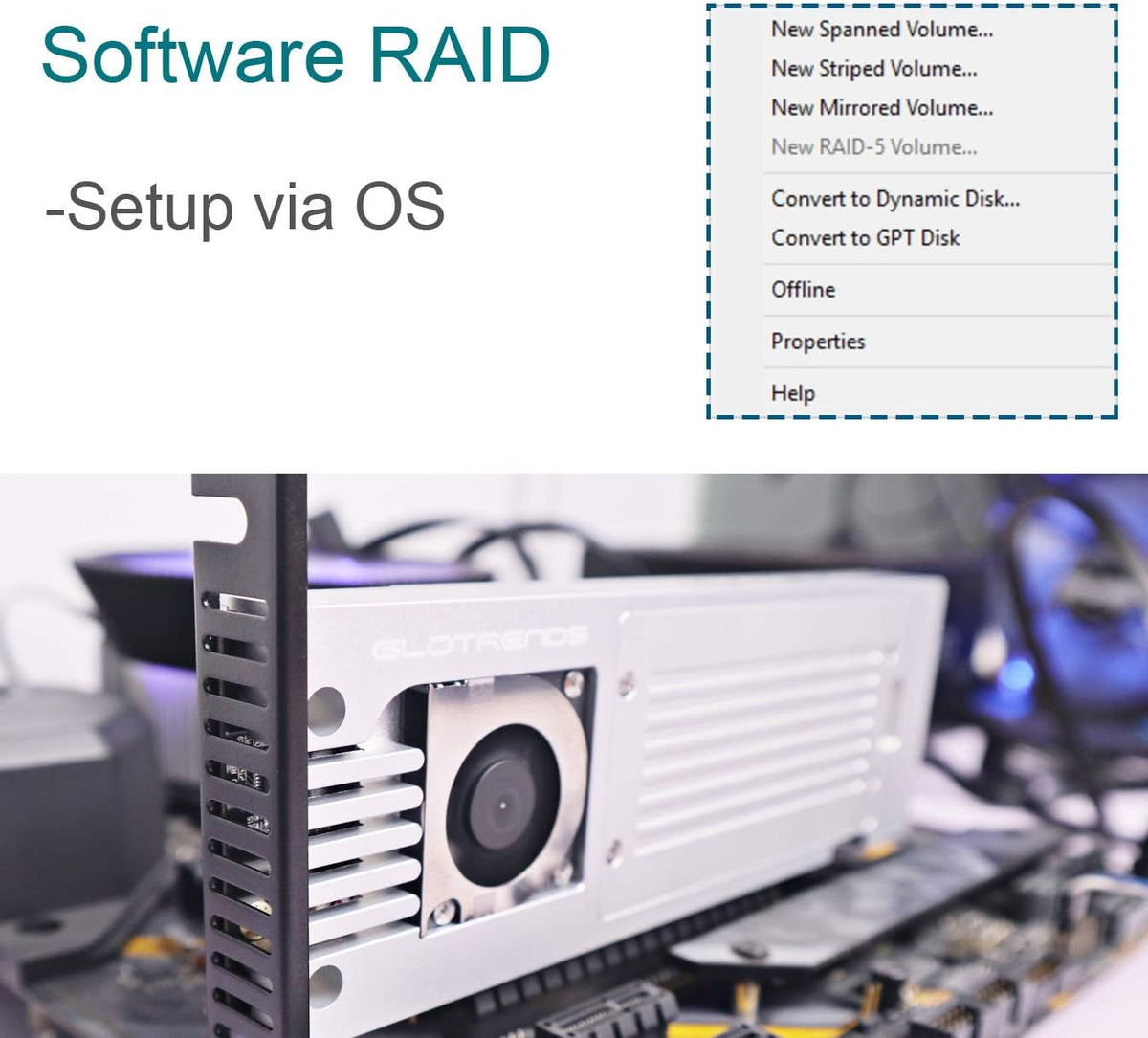 4-Bay M.2 NVME Adapter, PCIE 3.0 X8 Bandwidth, Full Aluminum Panel with Built-in Fan I528