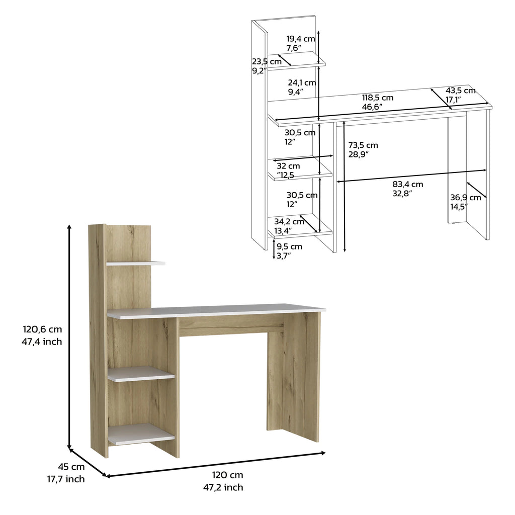 Light Oak White Four Shelves Desk C779029