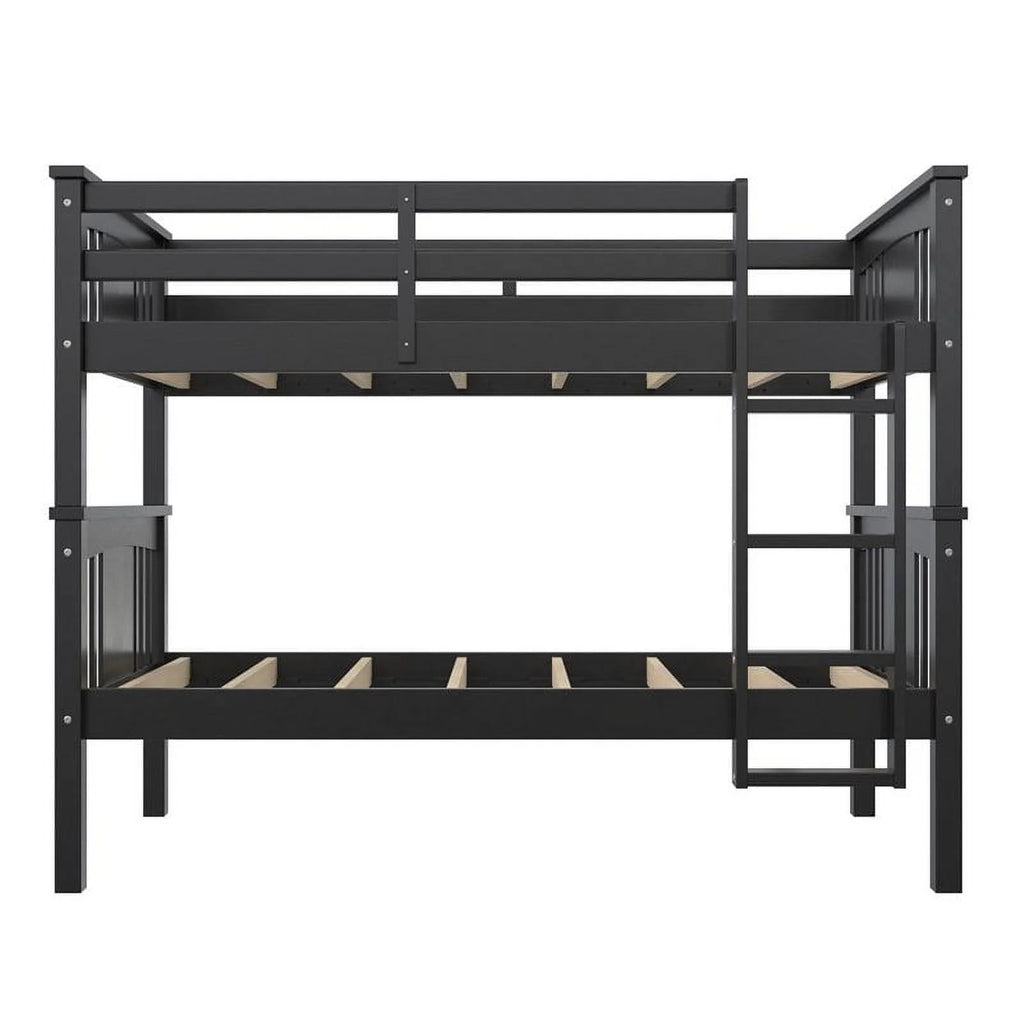 Black Twin Over Twin Wood Bunk Bed Z909