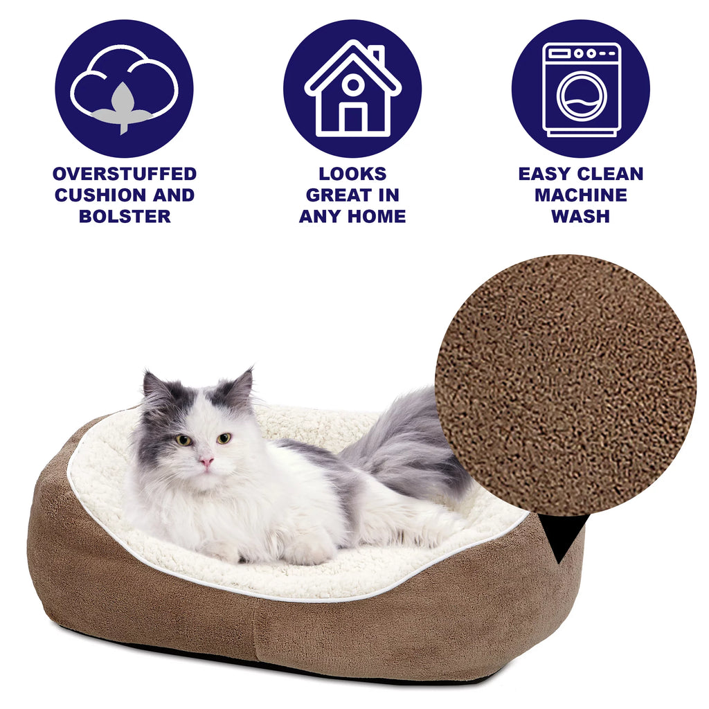 Ultra-Soft Fleece Dog & Cat Bed, Small, Brown O71593