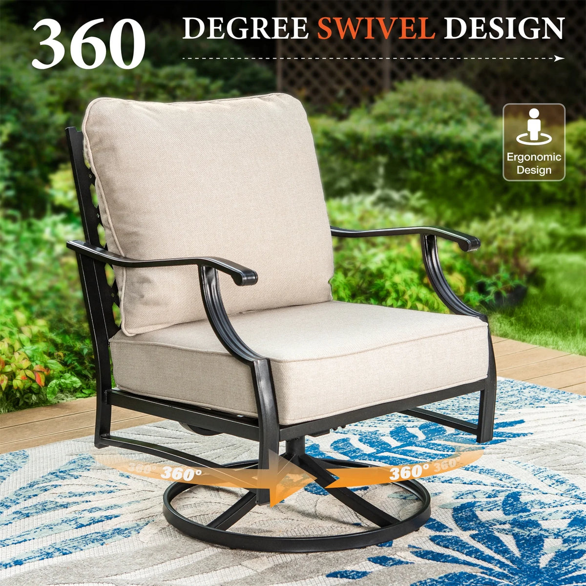 Beige 5-Seat Outdoor Patio Conversation Sofa Set Q58280