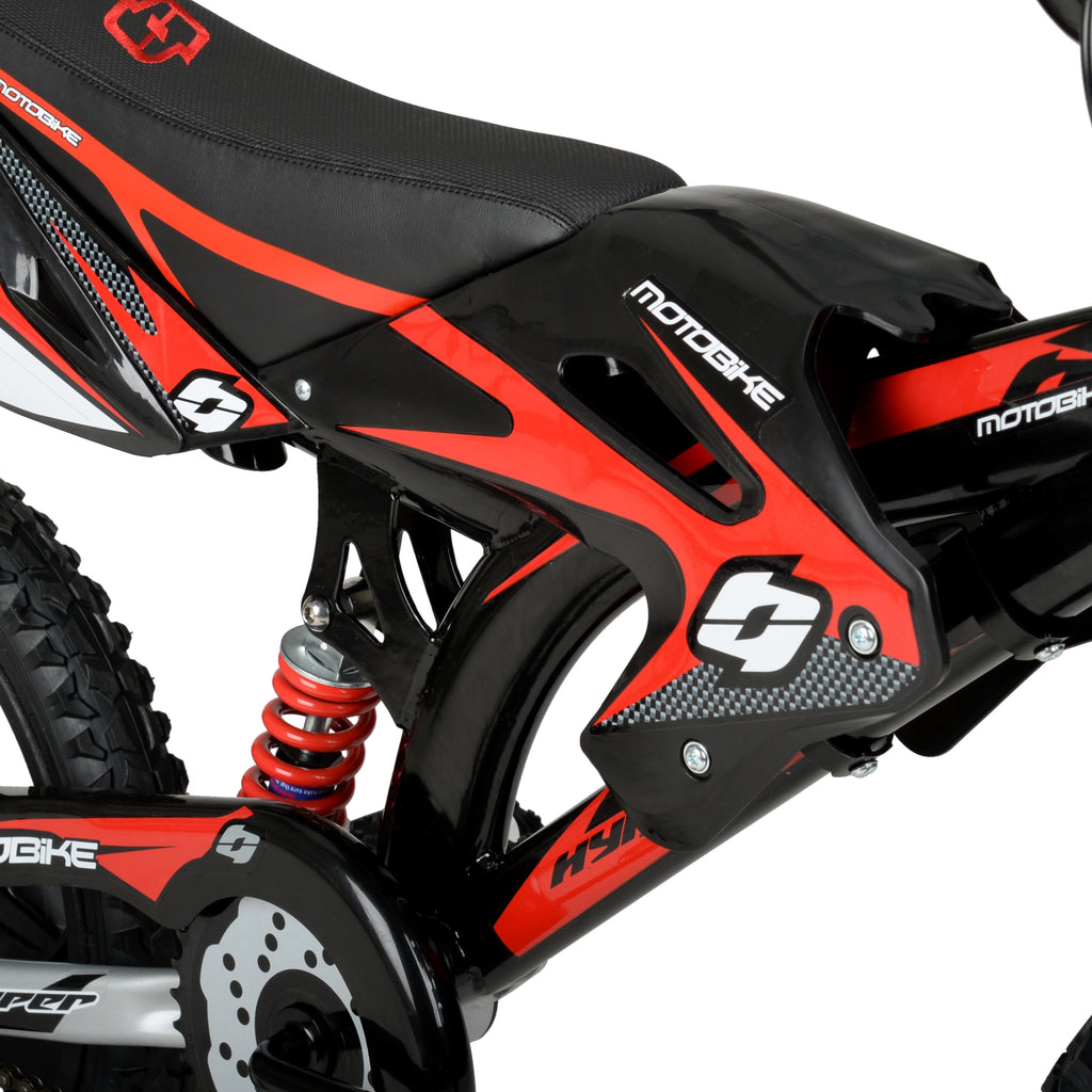 16 Kids Moto Bike with Training Wheels, Black/Red U96022
