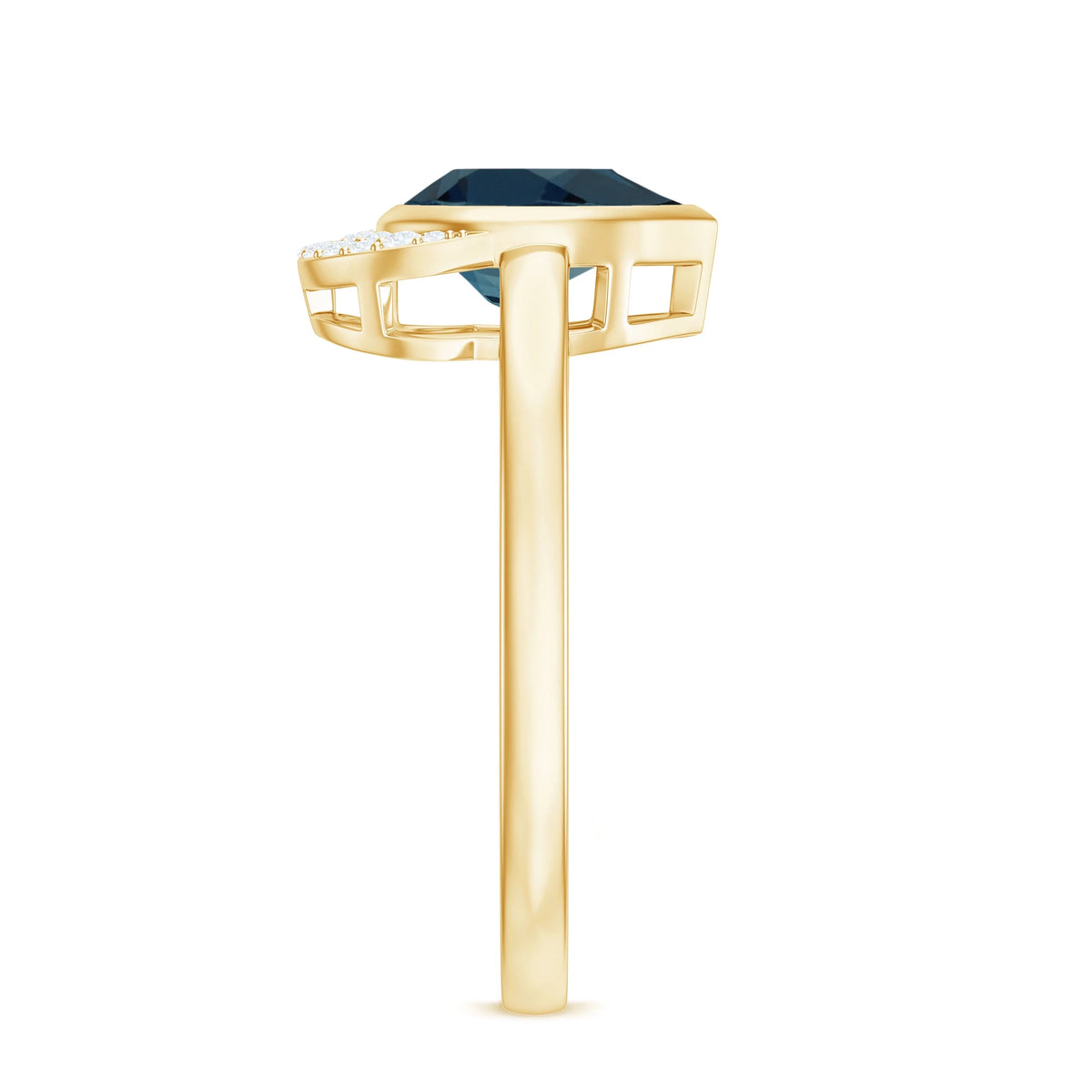 14K Yellow Gold Teardrop Ring with Diamond D574920