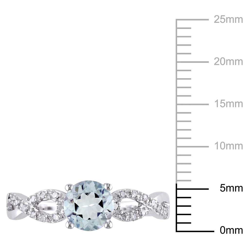 10kt White Gold Aquamarine Diamond Engagement Ring R8751