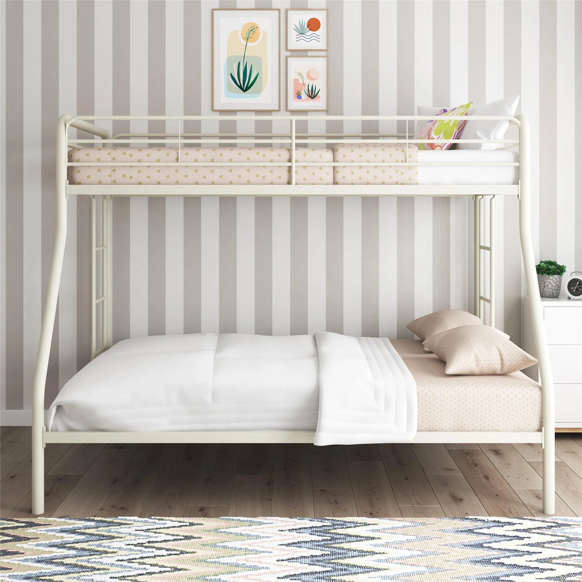 Black Twin over Full Metal Bunk Bed with Ladders R9646