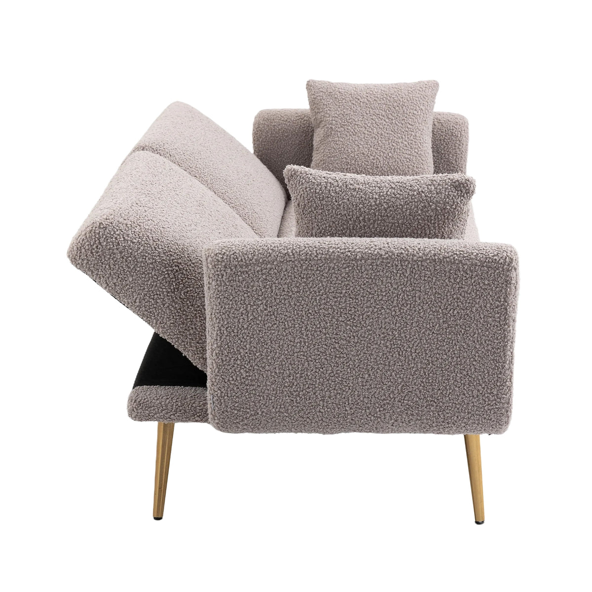 Gray Teddy Futon Sofa Bed Sleeper with Metal Legs H136