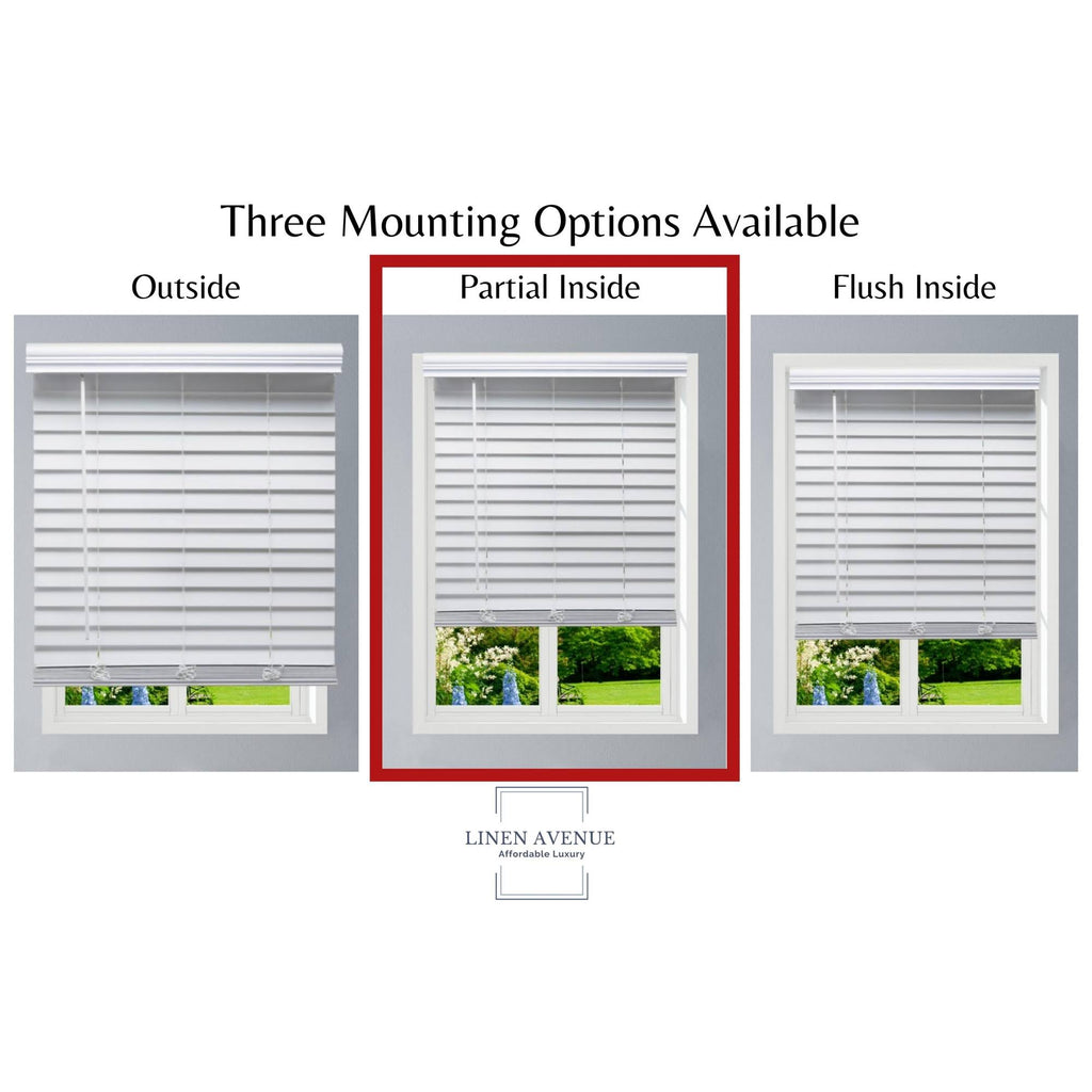 White Cordless Faux Wood Blind W170