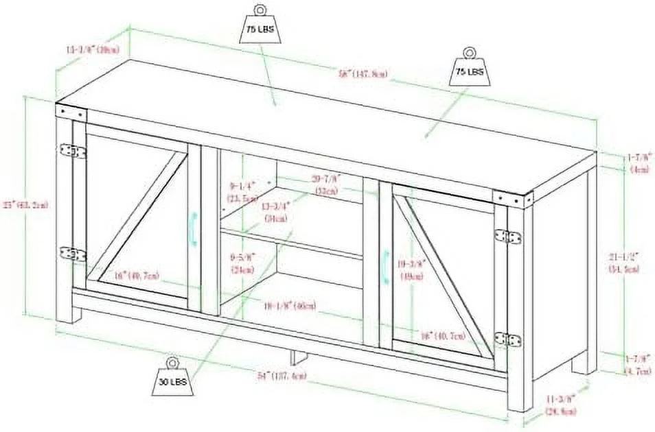 Rustic Wood TV Stand Up To 65" Brushed White Oak O6047
