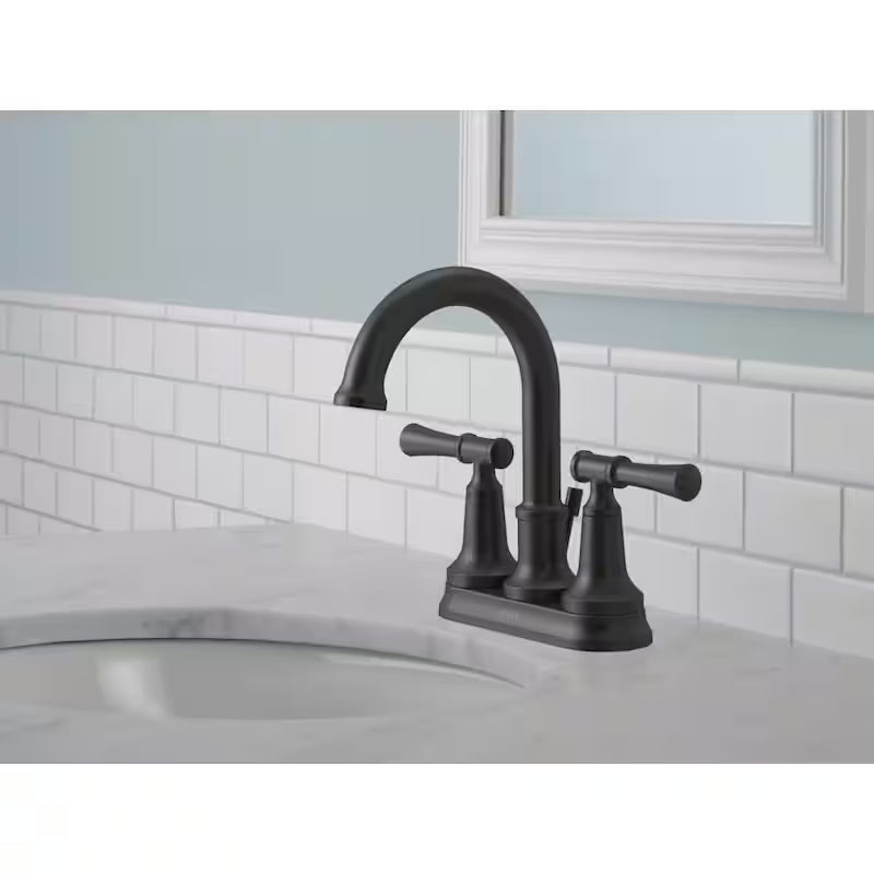 2-Handle Centerset Bathroom Faucet in Matte Black B318995