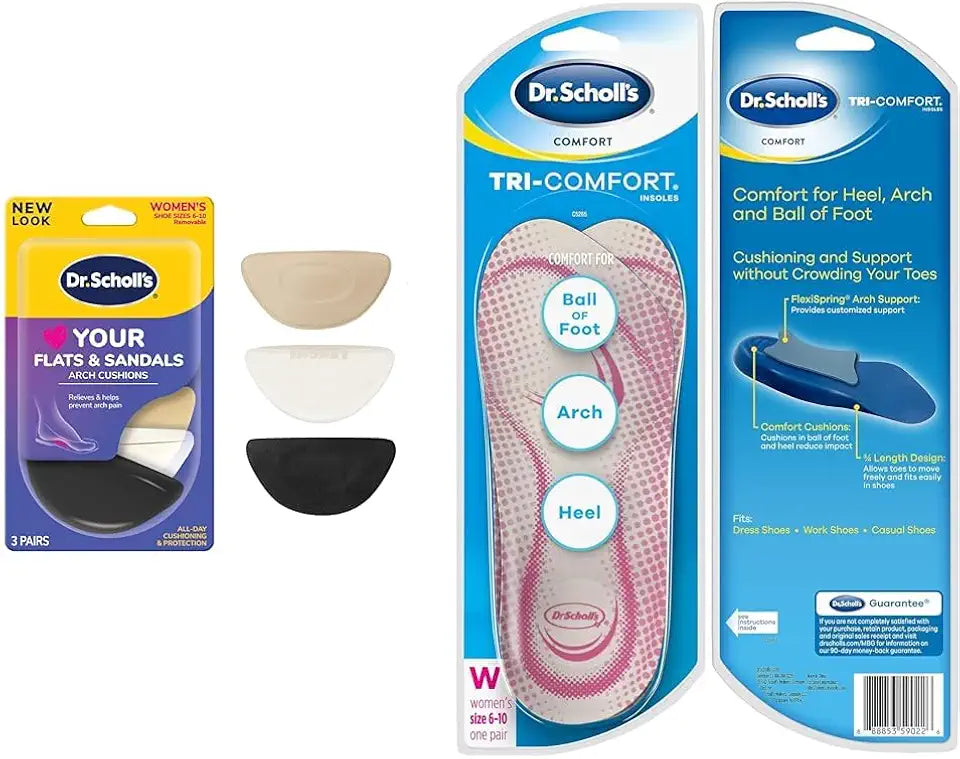 Arch Cushions and Tri-Comfort Insoles, 1 Pair Each, Size 6-10 H69337