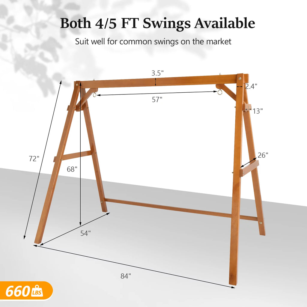 Heavy Duty 660 LBS A-Frame Fir Wood Patio Swing Stand X84077