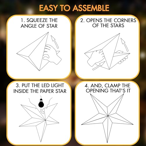 24 Inch White 3D 5-Point Paper Star Lantern E689571