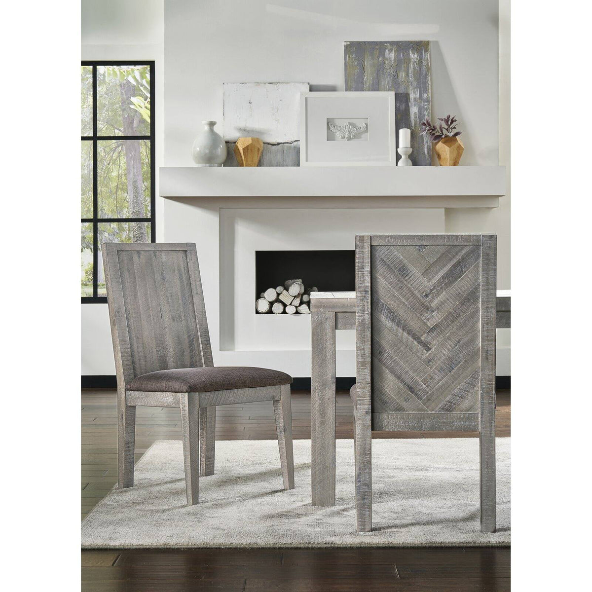 Solid Wood Upholstered Chair Set of 2 L473560