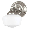 One-Light Bath or Wall Light Fixture with Satin White Glass, Brushed Nickel Finish M849761