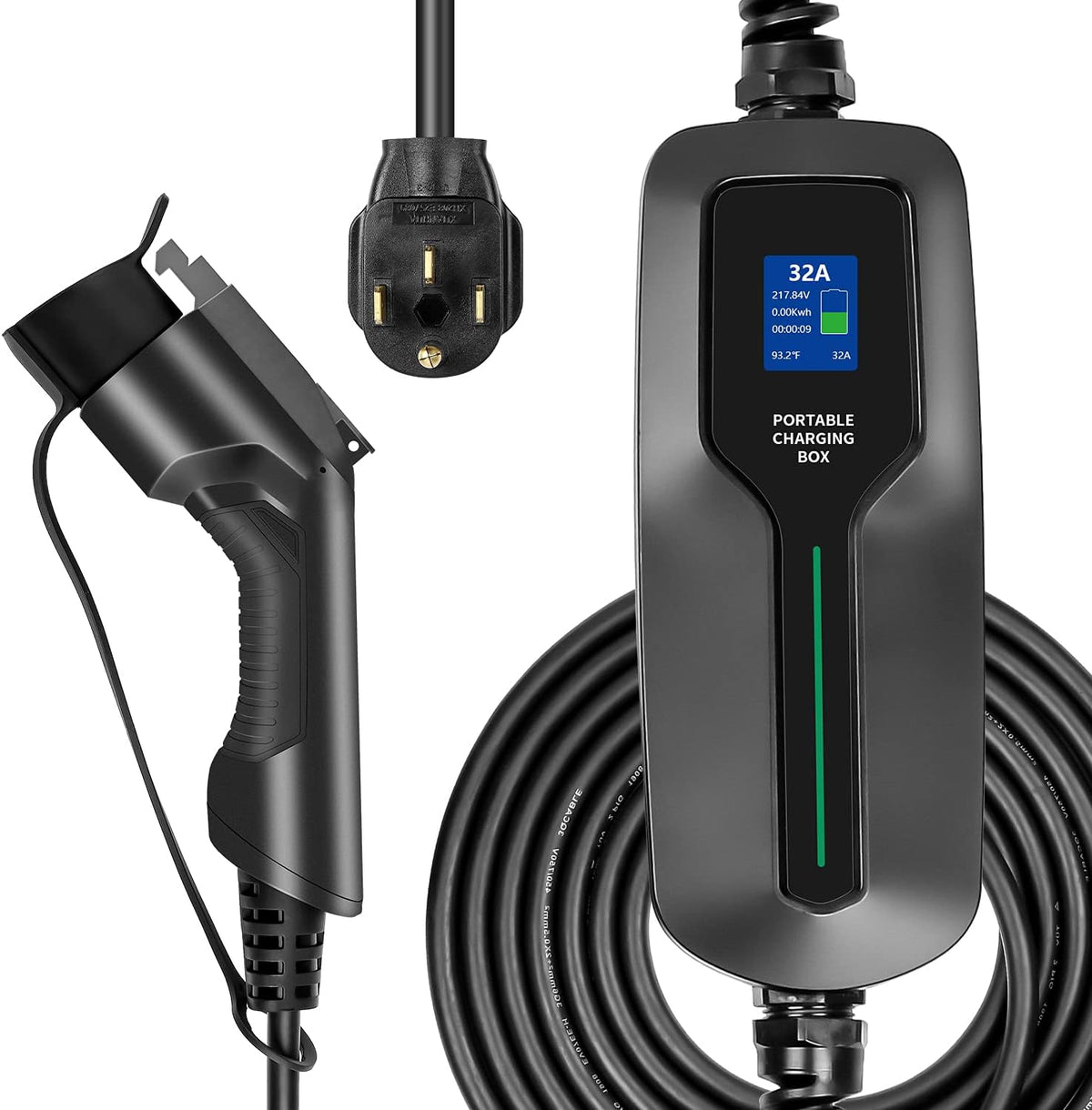 25ft 32A Electric Vehicle Level 2 EV Charger with NEMA 14-50 Plug P349514