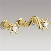 Polished Brass Wall Mount Bathroom Faucet Trim E94287