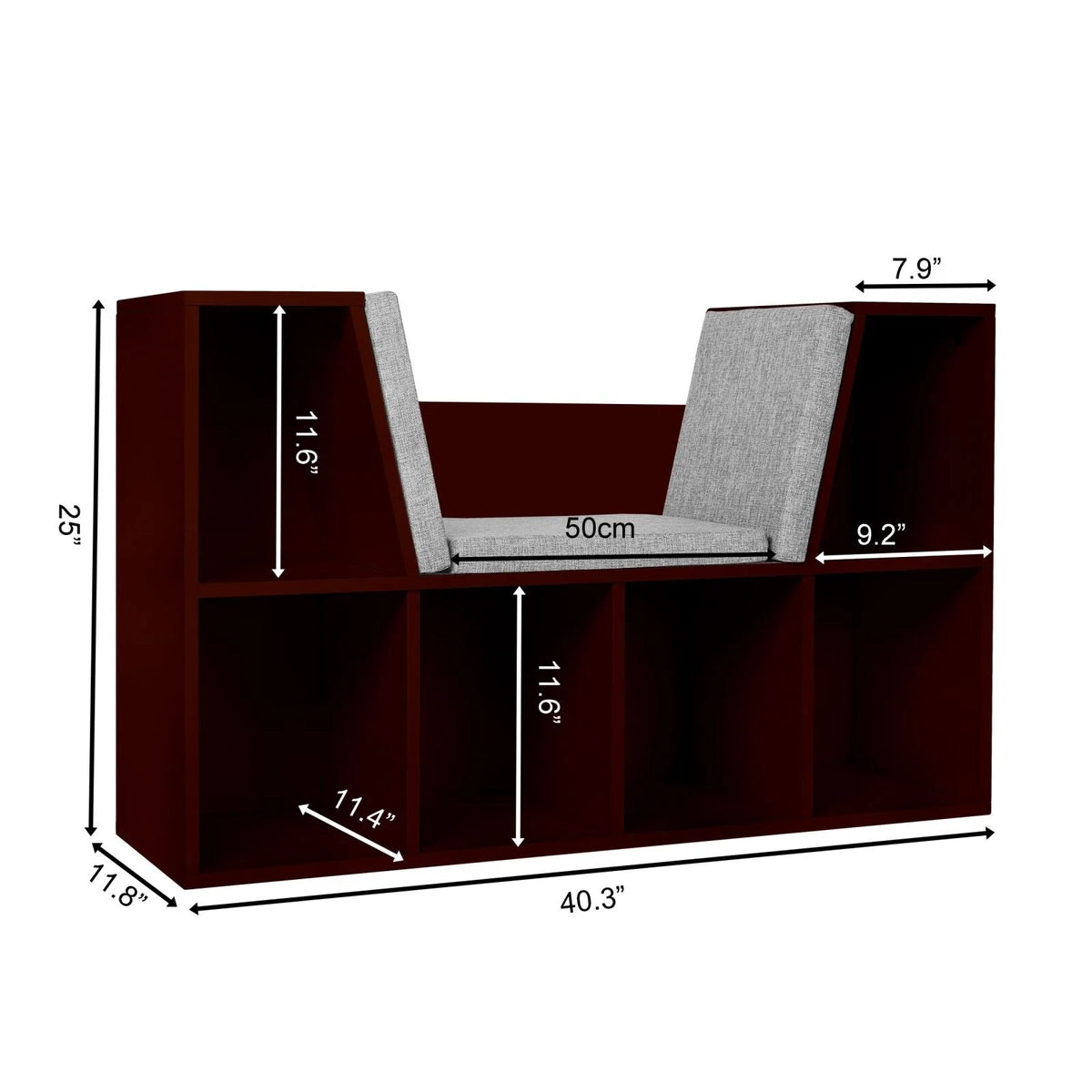 White Kids Storage Cabinet Bookcase with Cushions R759795