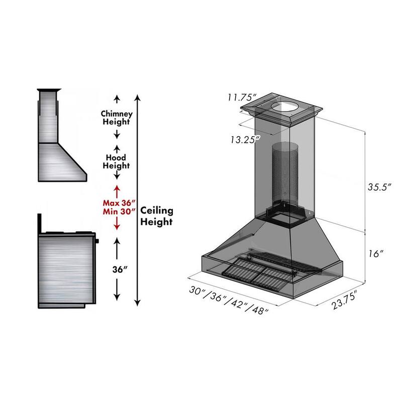 48 in. 700 CFM Ducted Wall Mount Range Hood in Stainless Steel D49929
