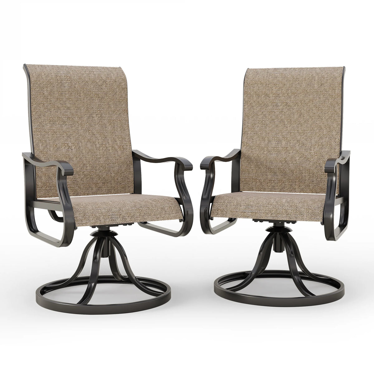 Khaki Swivel Outdoor Chairs Set of 2 Textilene P554423