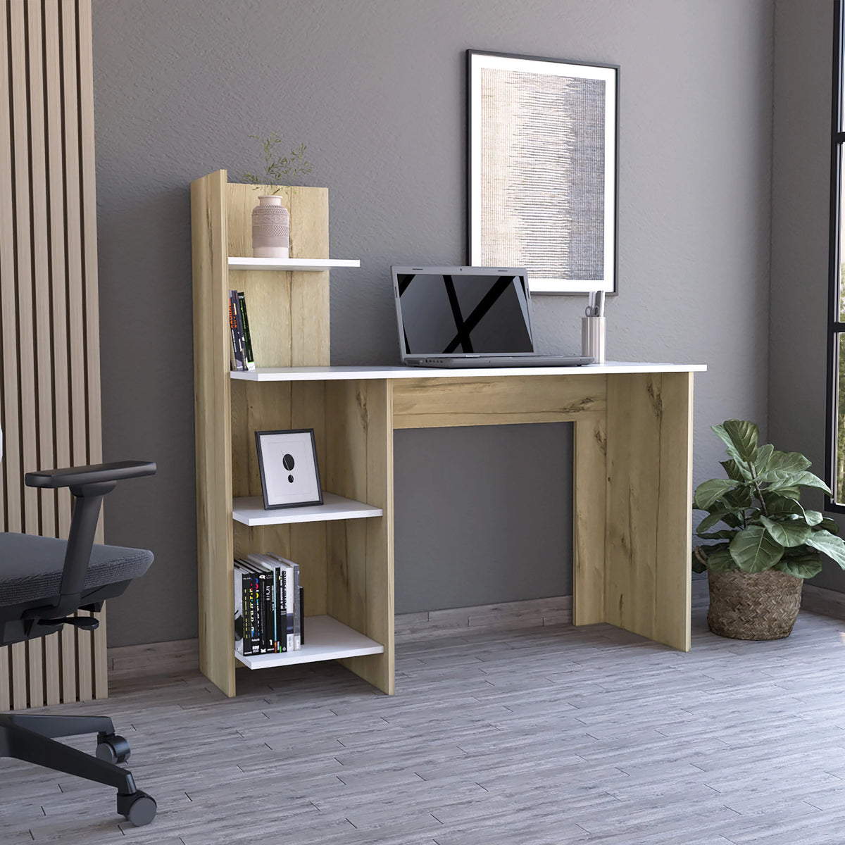 Light Oak White Four Shelves Desk C779029