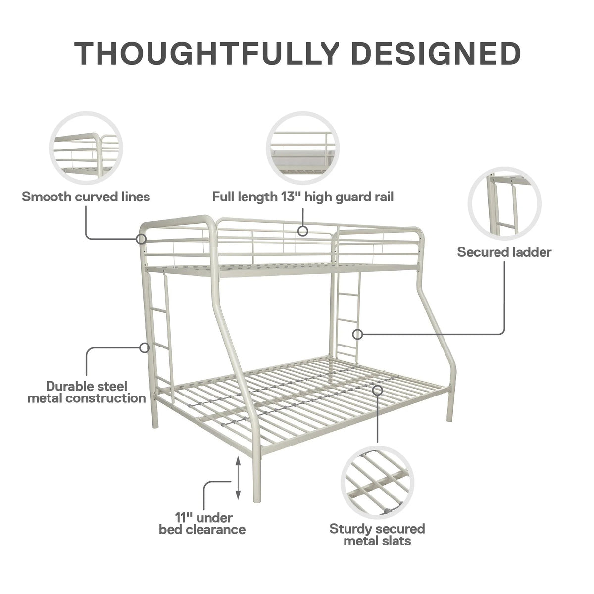 Black Twin over Full Metal Bunk Bed with Ladders R9646