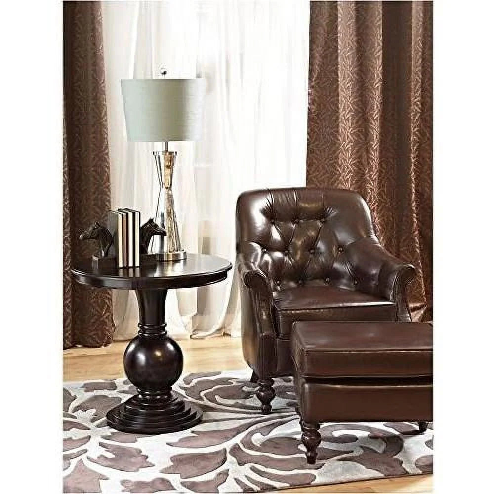Espresso Brown Round Pedestal Wood End Table B4743