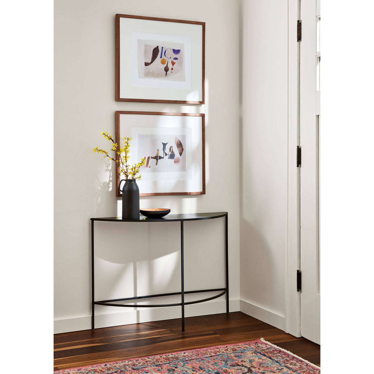 Sage Green Grey Slim Half-Round Console Table R9599