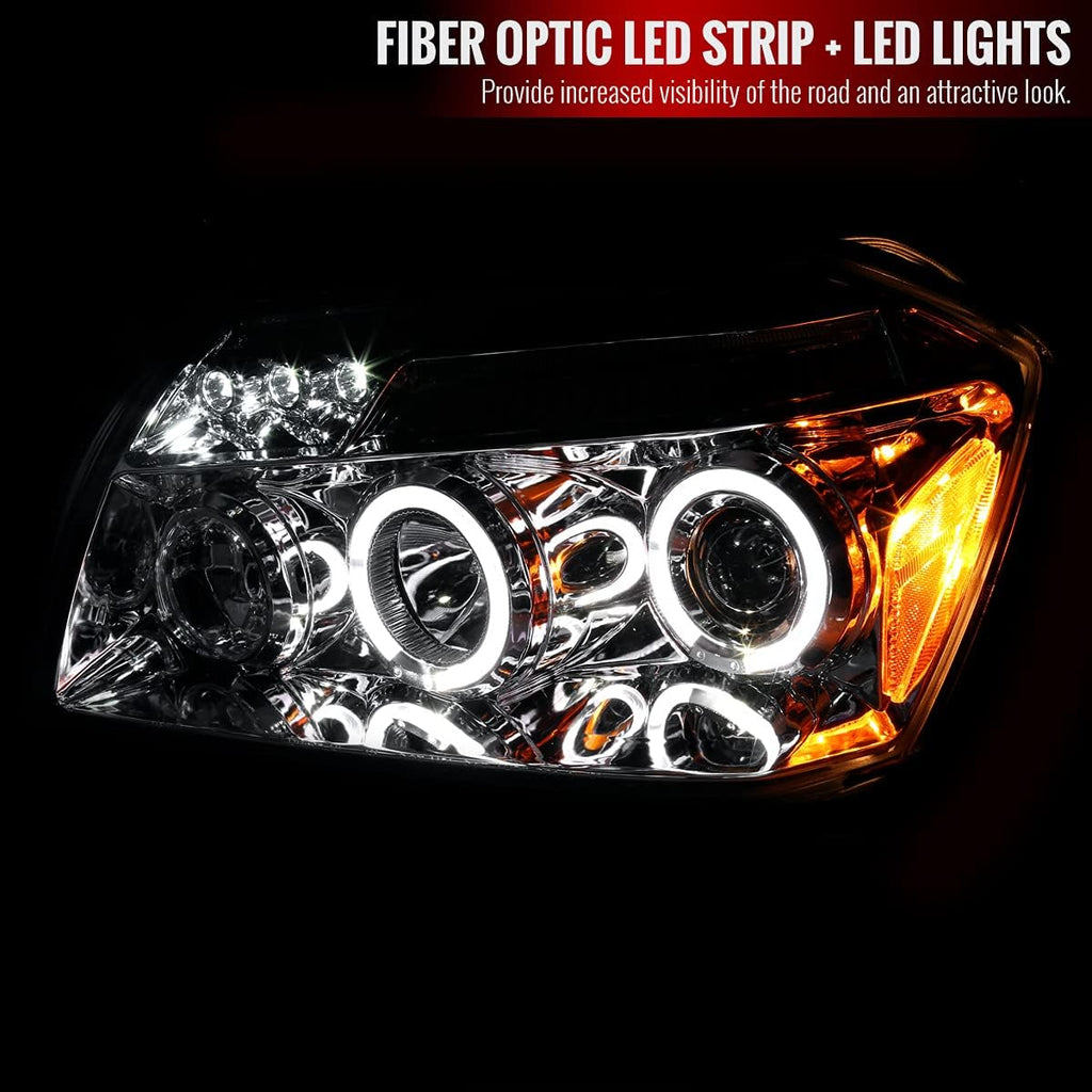 Glossy Black LED Halo Projector Headlights Pair P321060