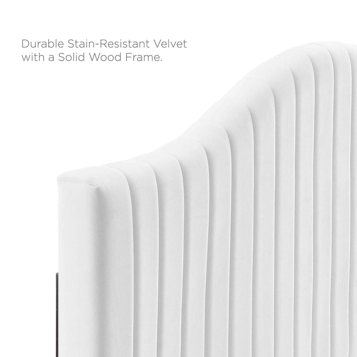 White Velvet Queen Size Tufted Platform Bed Frame S4784