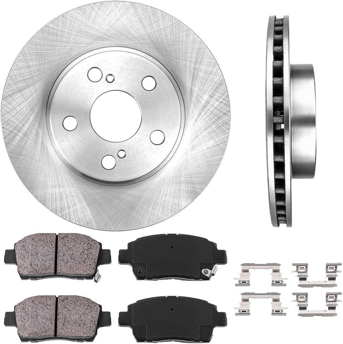 Premium 5 Lug Brake Disc Rotors with Ceramic Brake Pads and Clips P72510