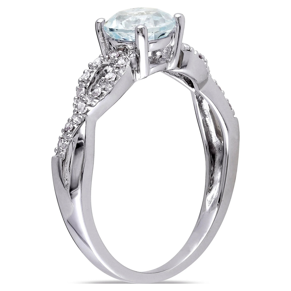 10kt White Gold Aquamarine Diamond Engagement Ring R8751