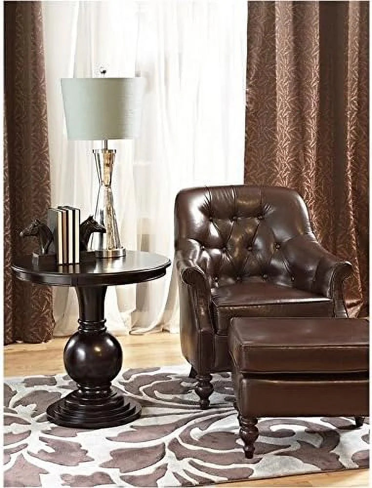 Espresso Brown Round Pedestal Wood End Table B4743