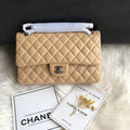 Apricot Medium Lambskin Leather Flap Bag D1796