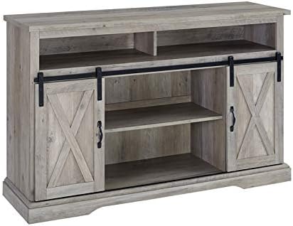 White Wood TV Stand Storage Cabinet O613219