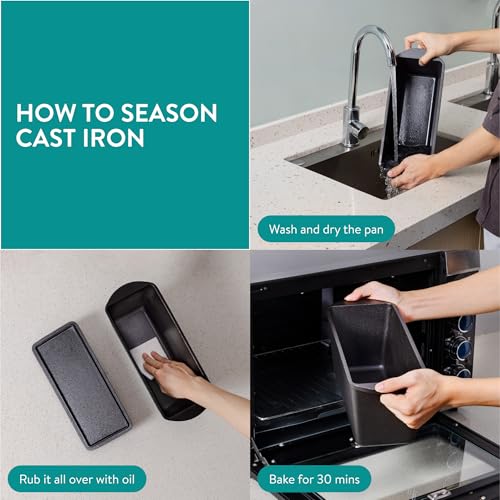 Black Cast Iron Bread Loaf Tin with Lid Y94664