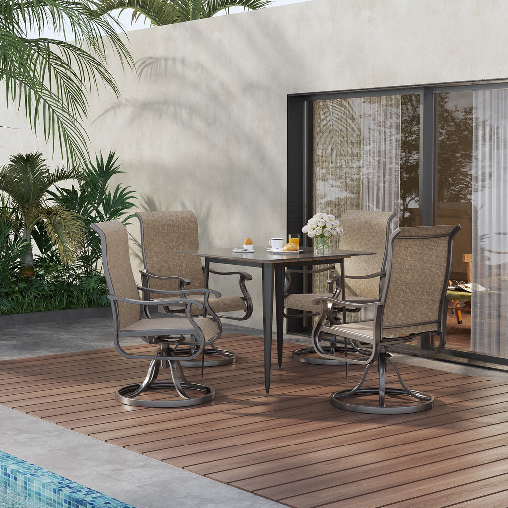 Khaki Swivel Outdoor Chairs Set of 2 Textilene P554423