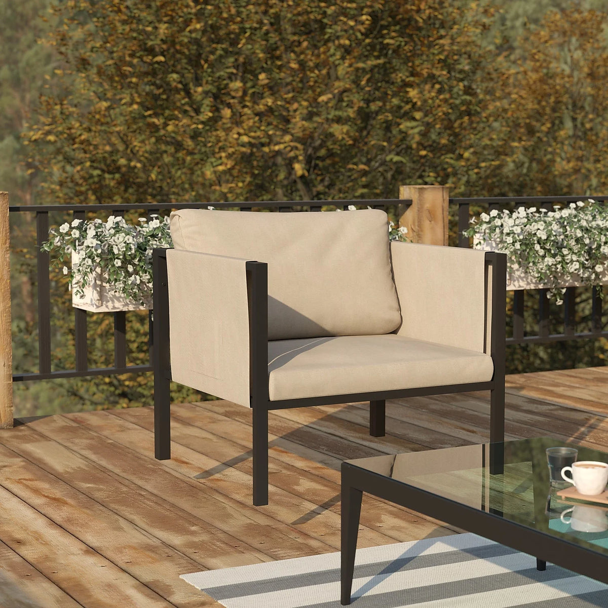 Light Gray Steel Patio Lounge Chair D1322