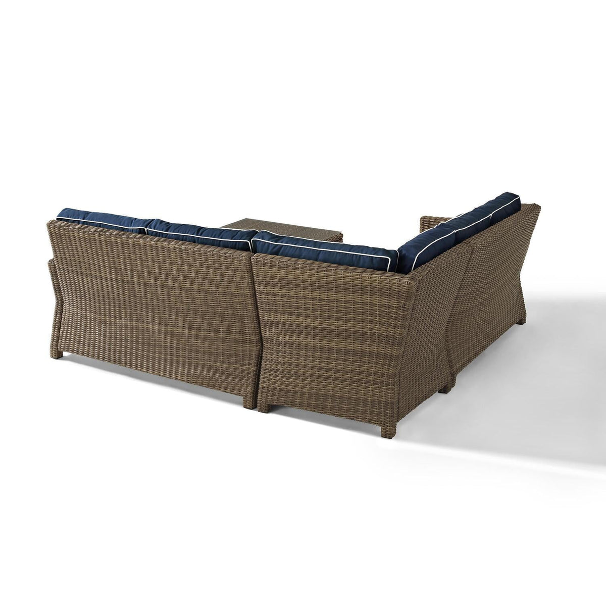 4Pc Outdoor Wicker Sectional Set with Glass Top Coffee Table P2939