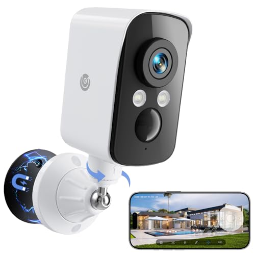 Wireless Outdoor Security Camera, 2K, Night Vision, IP65 Y87757