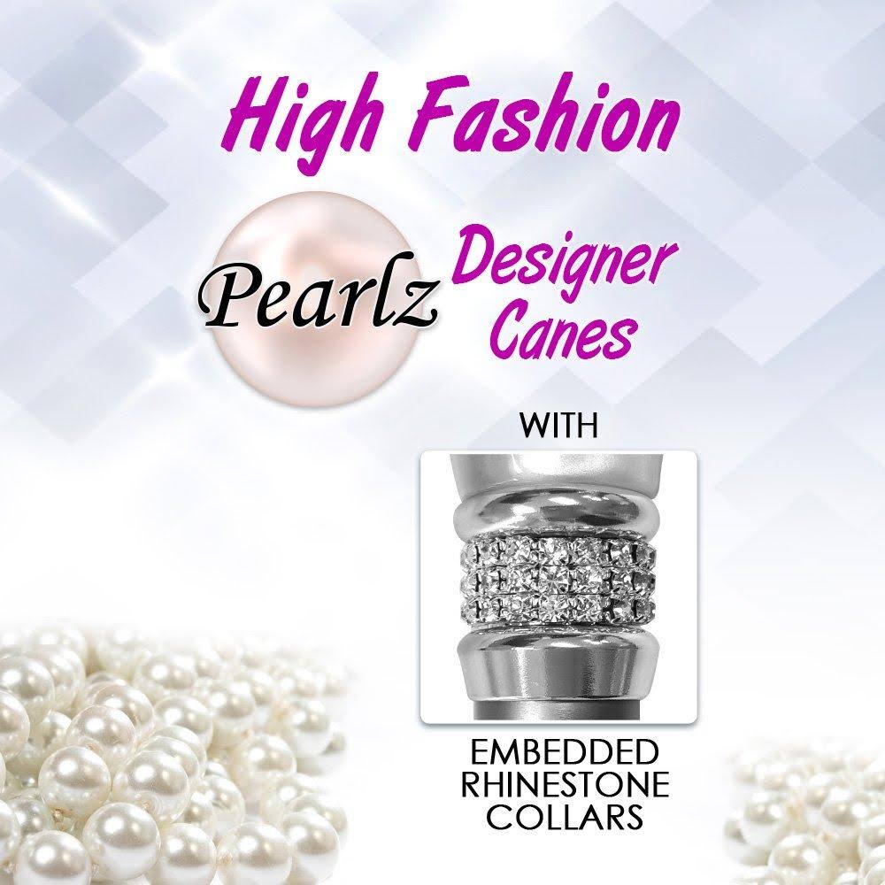 Champagne Pearlz Adjustable Folding Cane with Rhinestone Collar U3727