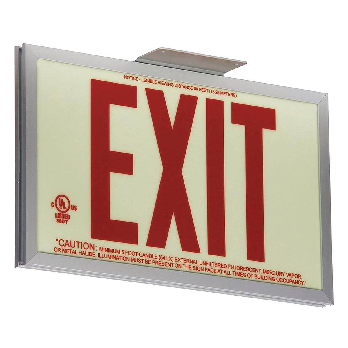 Red Photoluminescent Aluminum Exit Sign R869
