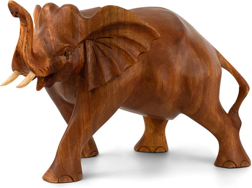 12 Large Hand Carved Wooden Elephant Statue Figurine L484