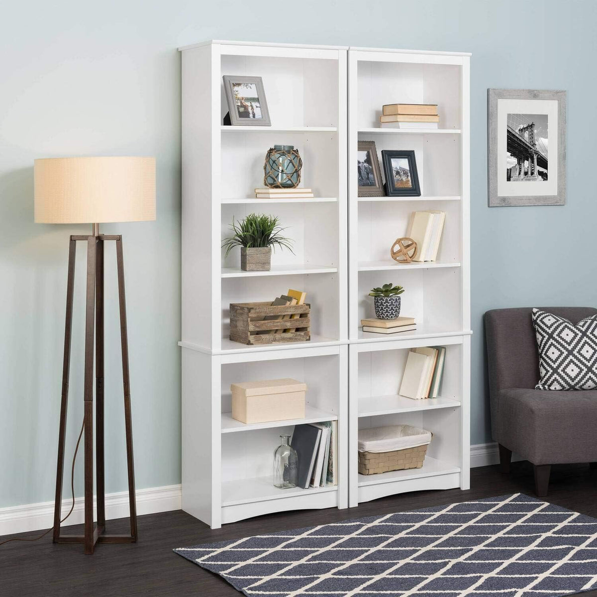 White Tall Bookcase D1315
