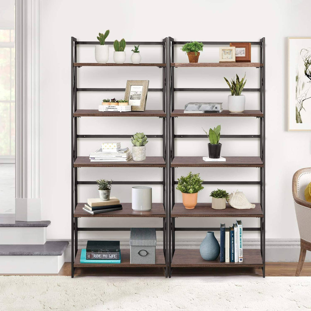 5 Tier Bookshelf Set of 2 with Metal Fram M635